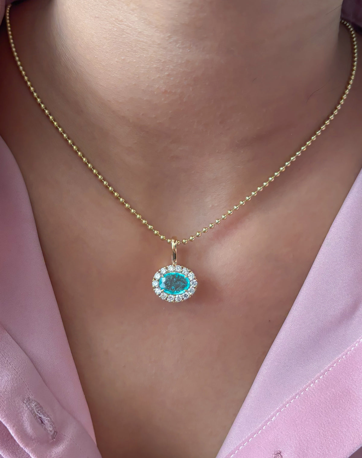 JPPD-1523/13913 Paraiba Tourmaline Diamond Pendant | 18K