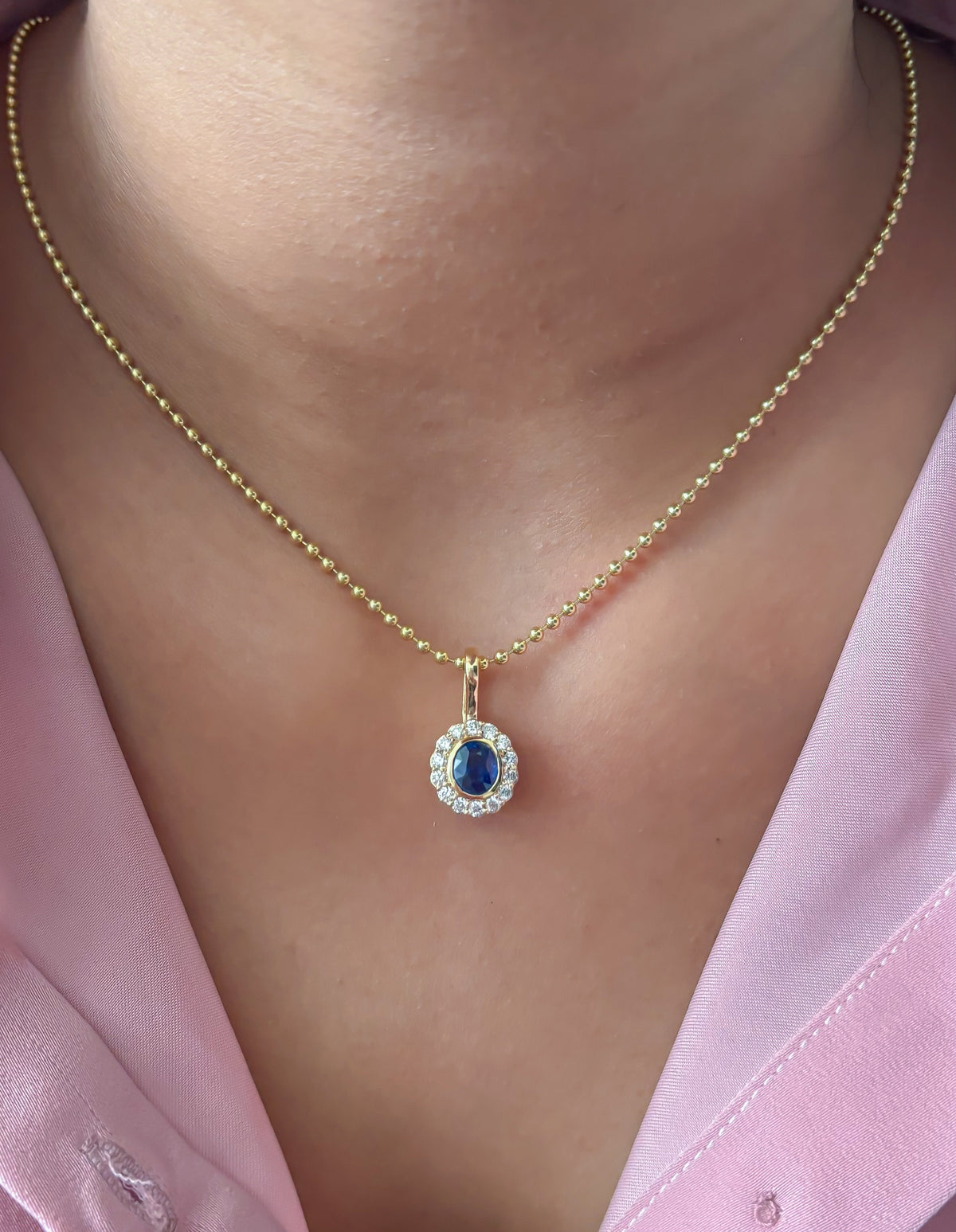 JPPD-1526/13916 Blue Sapphire Diamond Pendant | 18K