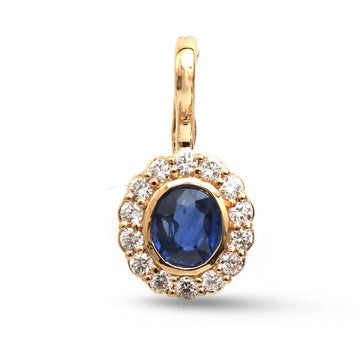 JPPD-1526/13916 Blue Sapphire Diamond Pendant | 18K