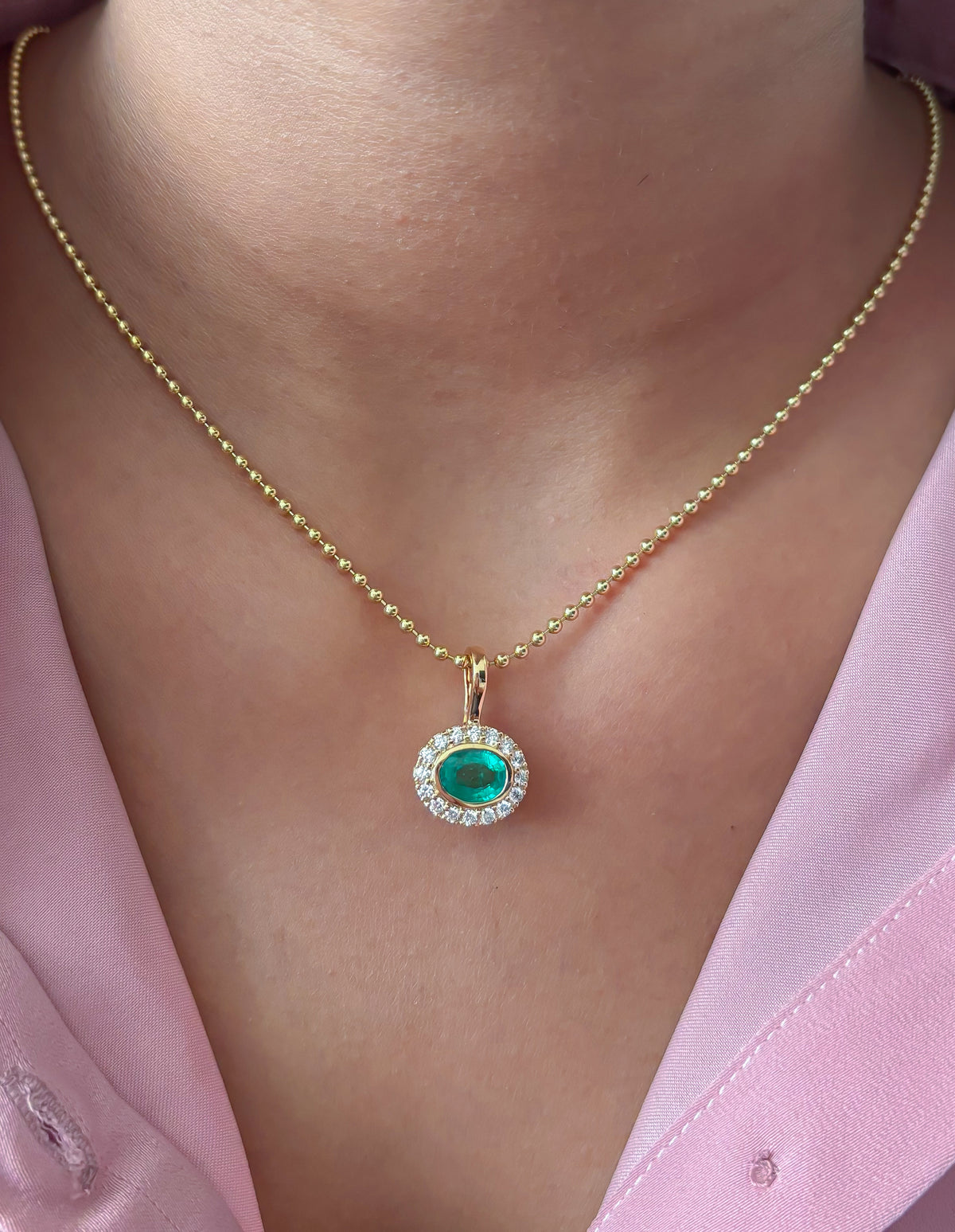 JPPD-1527/13917 Emerald Diamond Pendant | 18K