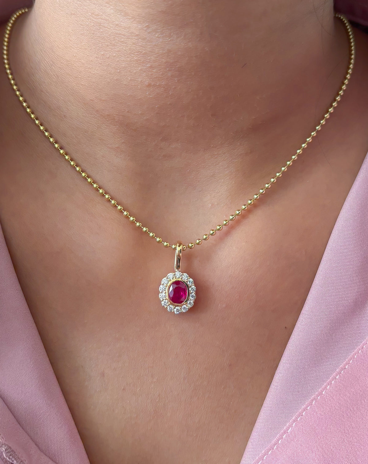 JPPD-1528/13918 Ruby Diamond Pendant | 18K
