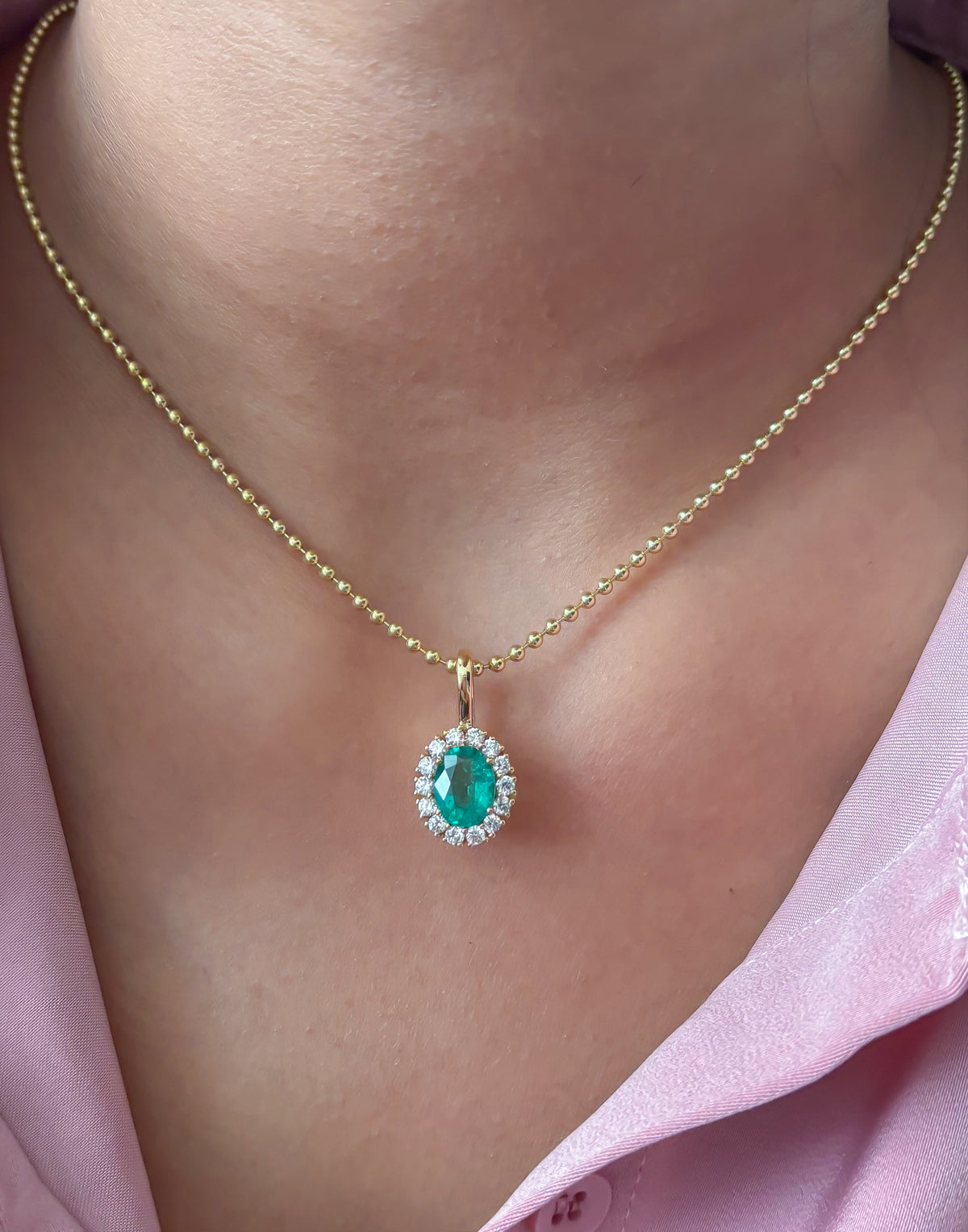 JPPD-1532/13922 Emerald Diamond Pendant | 18K