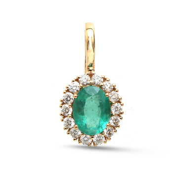JPPD-1532/13922 Emerald Diamond Pendant | 18K