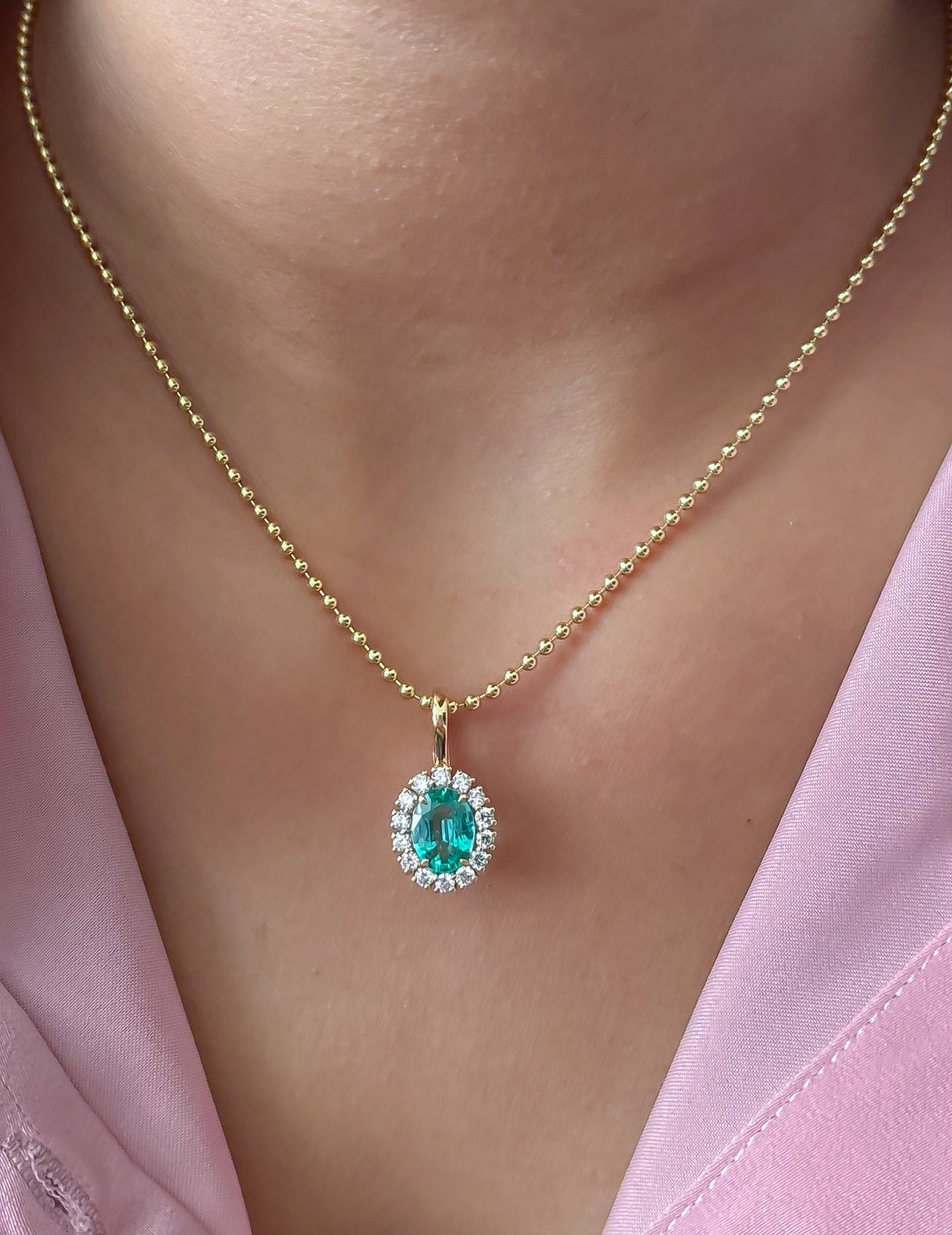 JPPD-1533/13923 Emerald Diamond Pendant | 18K