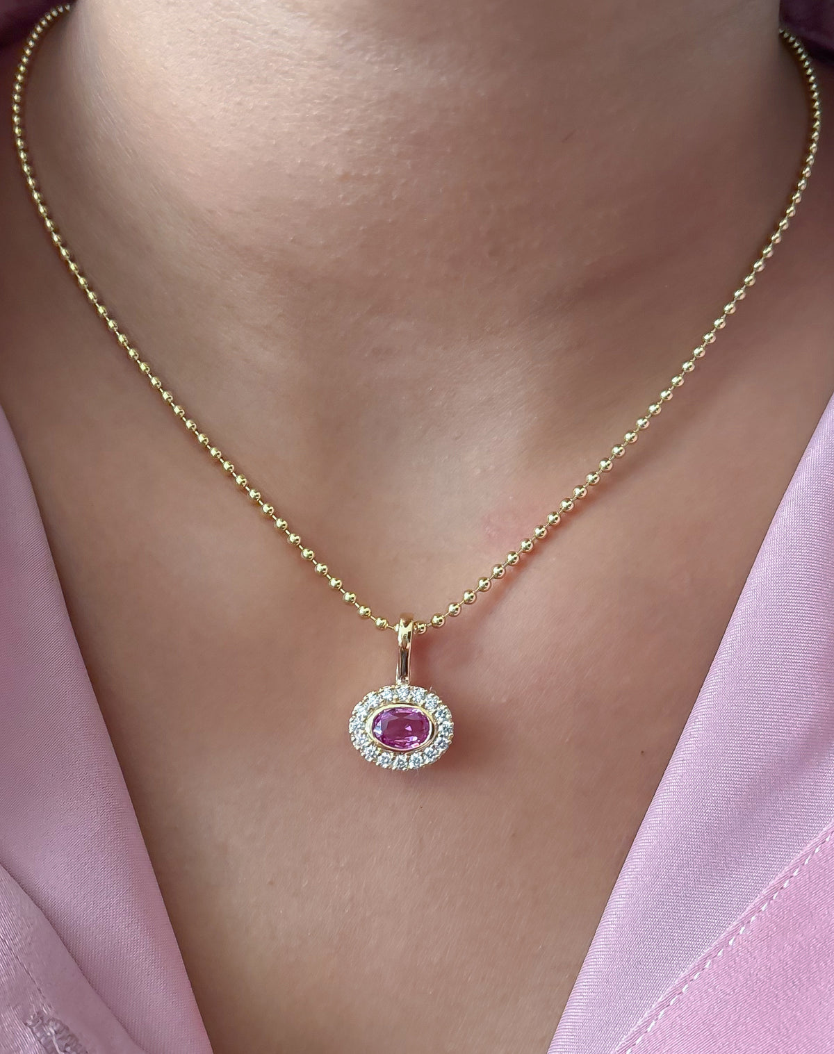JPPD-1535/13925 Pink Sapphire Diamond Pendant | 18K