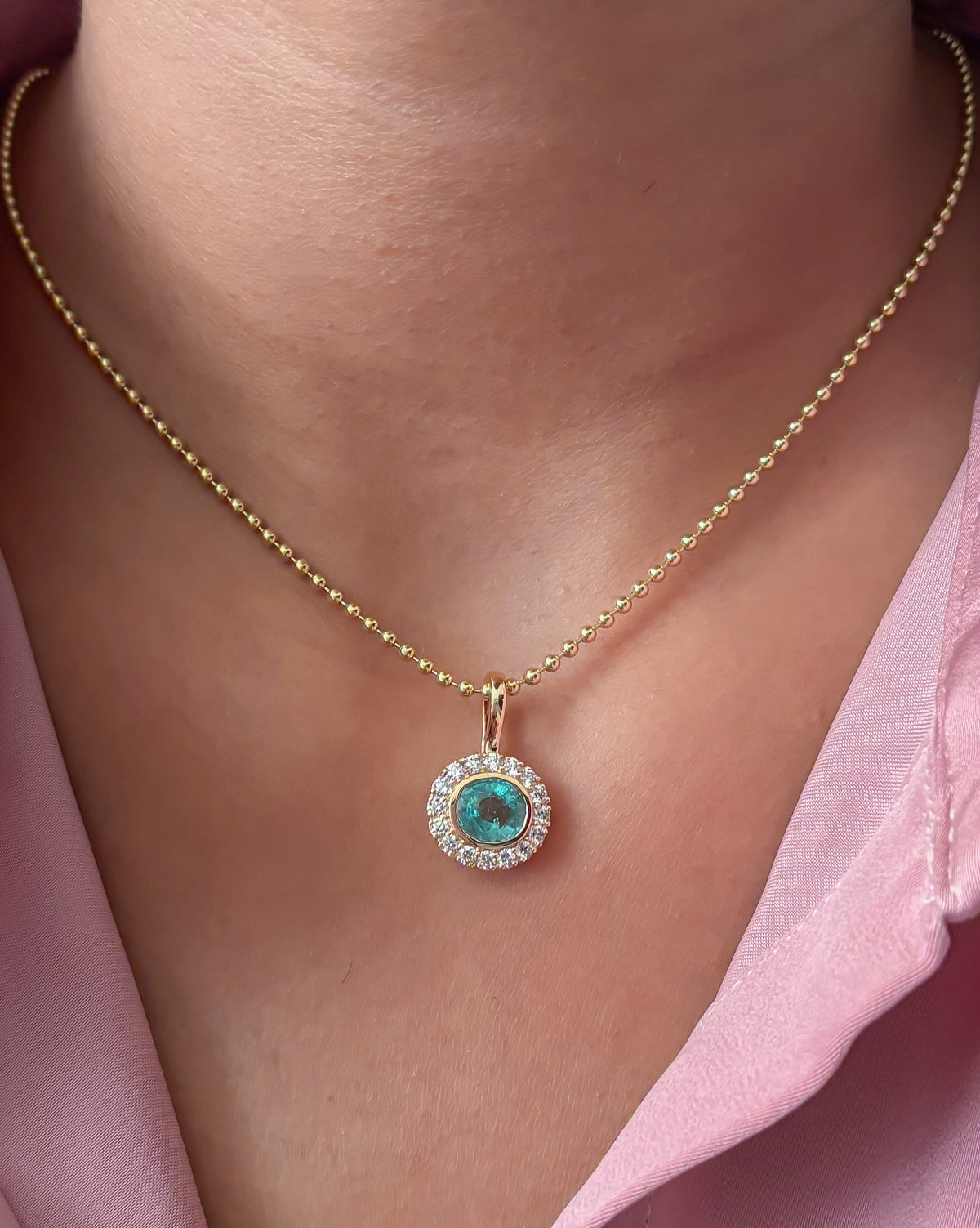 JPPD-1538/13928 Emerald Diamond Pendant | 14K