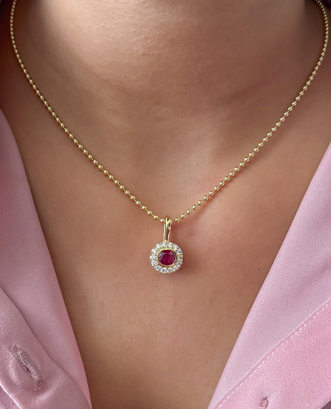JPPD-1541/13931 Ruby Diamond Pendant | 18K