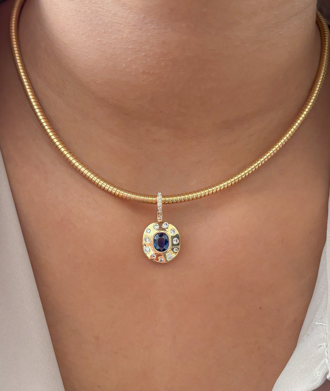 JPPD-1548/13988 Blue Sapphire Diamond Pendant | 18K