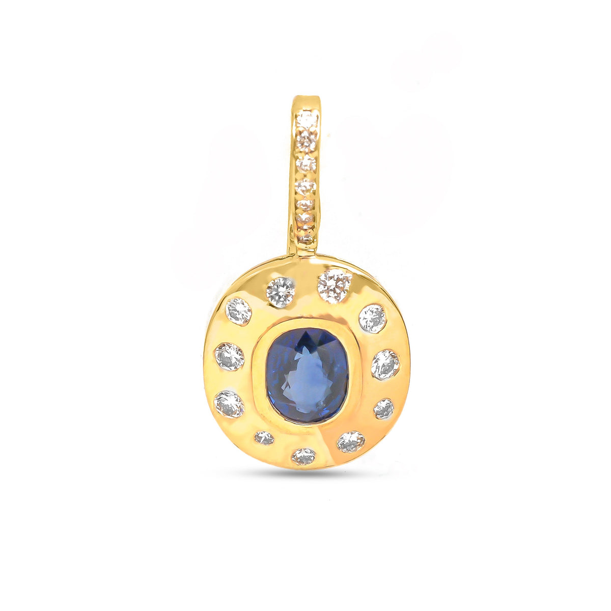 JPPD-1548/13988 Blue Sapphire Diamond Pendant | 18K