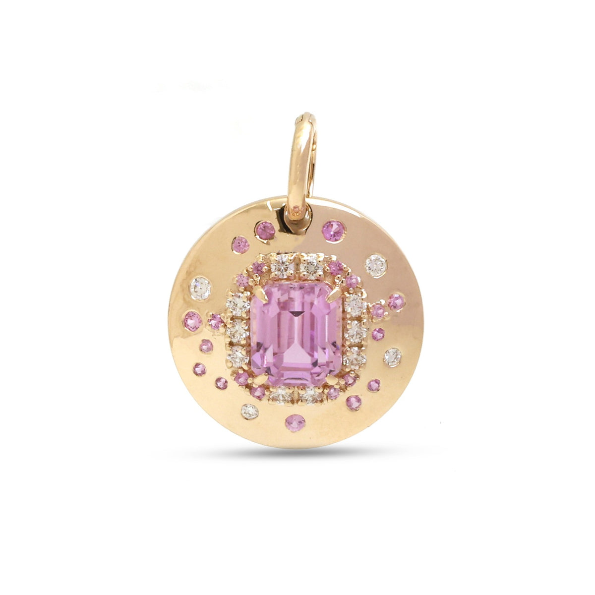 JPPD-1561/14009 Pink Sapphire Kunzite Diamond Pendant | 14K