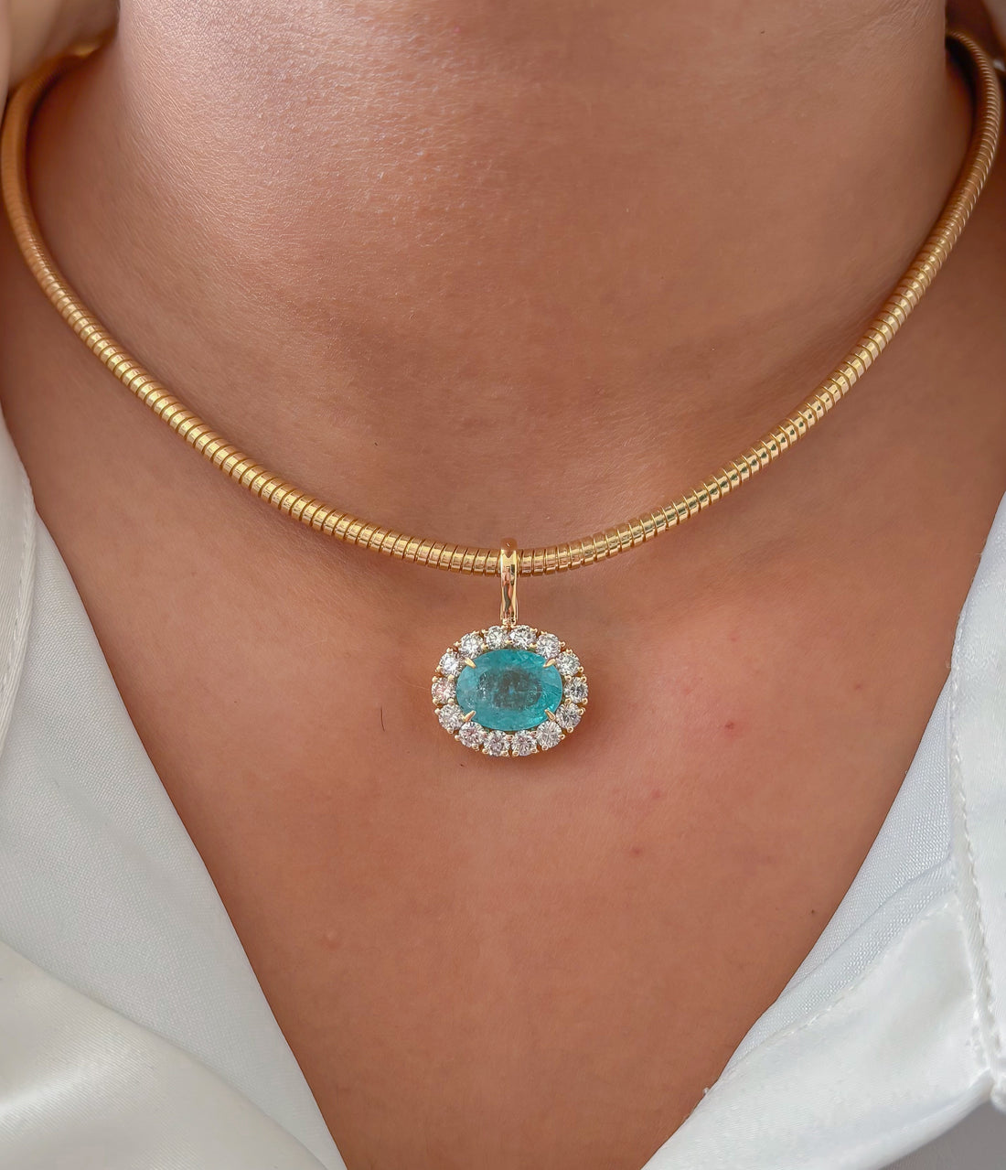 JPPD-1575/14042 Paraiba Tourmaline Diamond Pendant | 18K