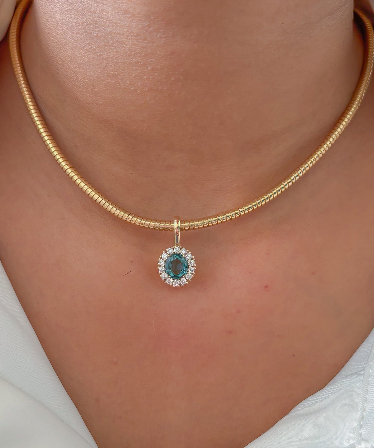 JPPD-1576/14043 Tourmaline Mix Diamond Pendant | 14K