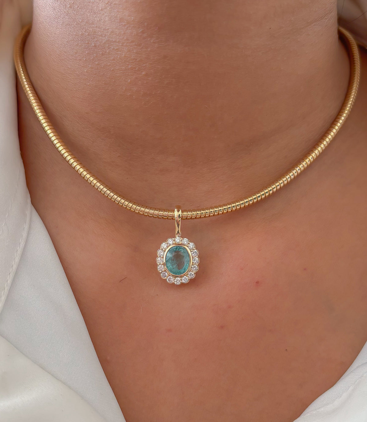 JPPD-1578/14045 Paraiba Tourmaline Diamond Pendant | 18K