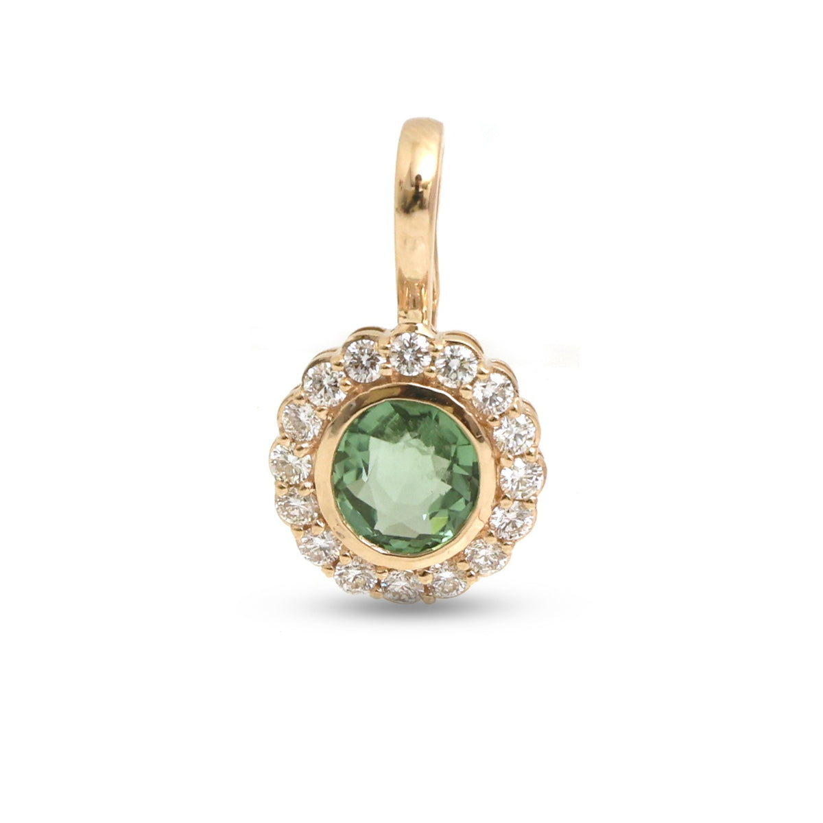 JPPD-1579/14046 Tourmaline Mix Diamond Pendant | 14K