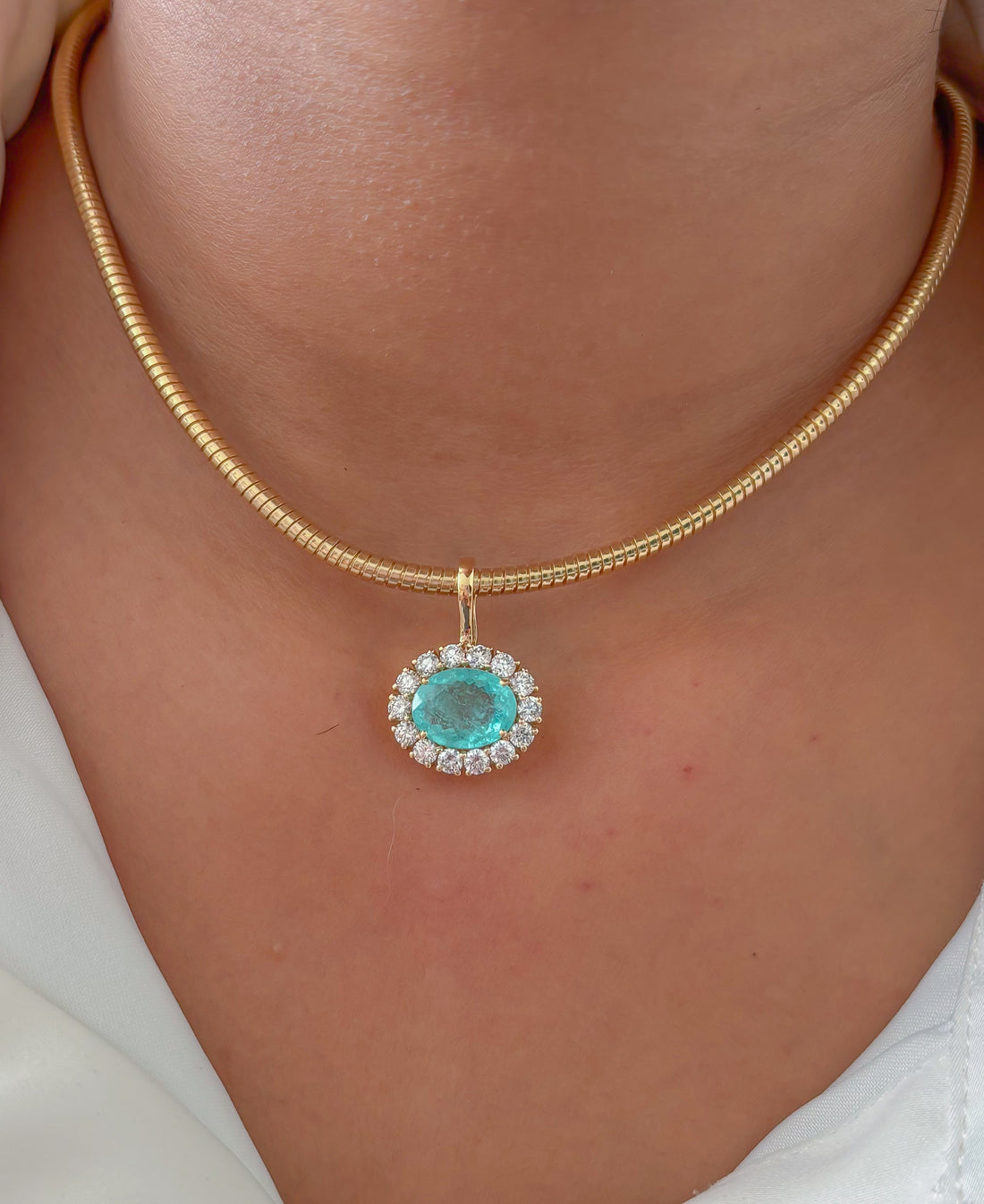 JPPD-1582/14049 Paraiba Tourmaline Diamond Pendant | 18K