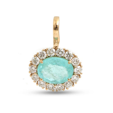 JPPD-1582/14049 Paraiba Tourmaline Diamond Pendant | 18K