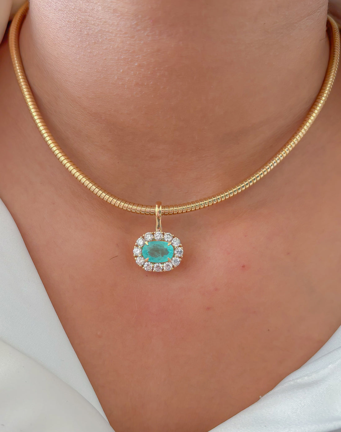 JPPD-1583/14050 Paraiba Tourmaline Diamond Pendant | 18K