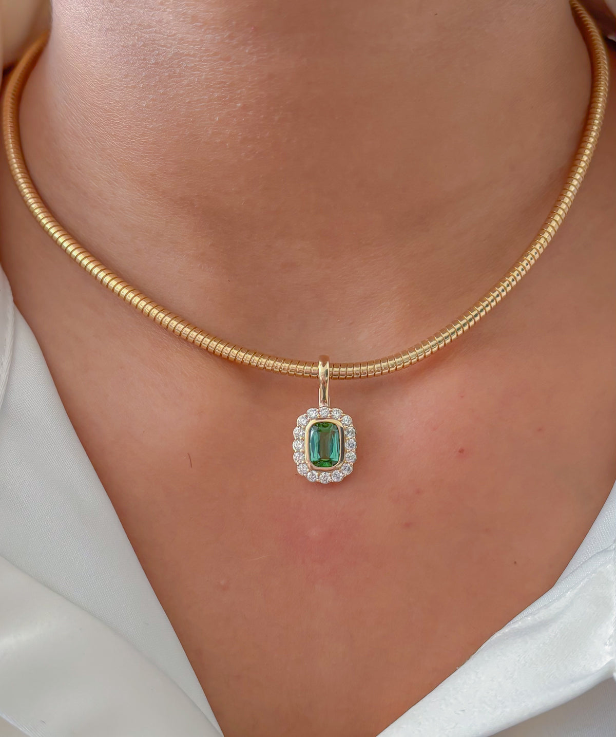 JPPD-1588/14055 Tourmaline Mix Diamond Pendant | 14K