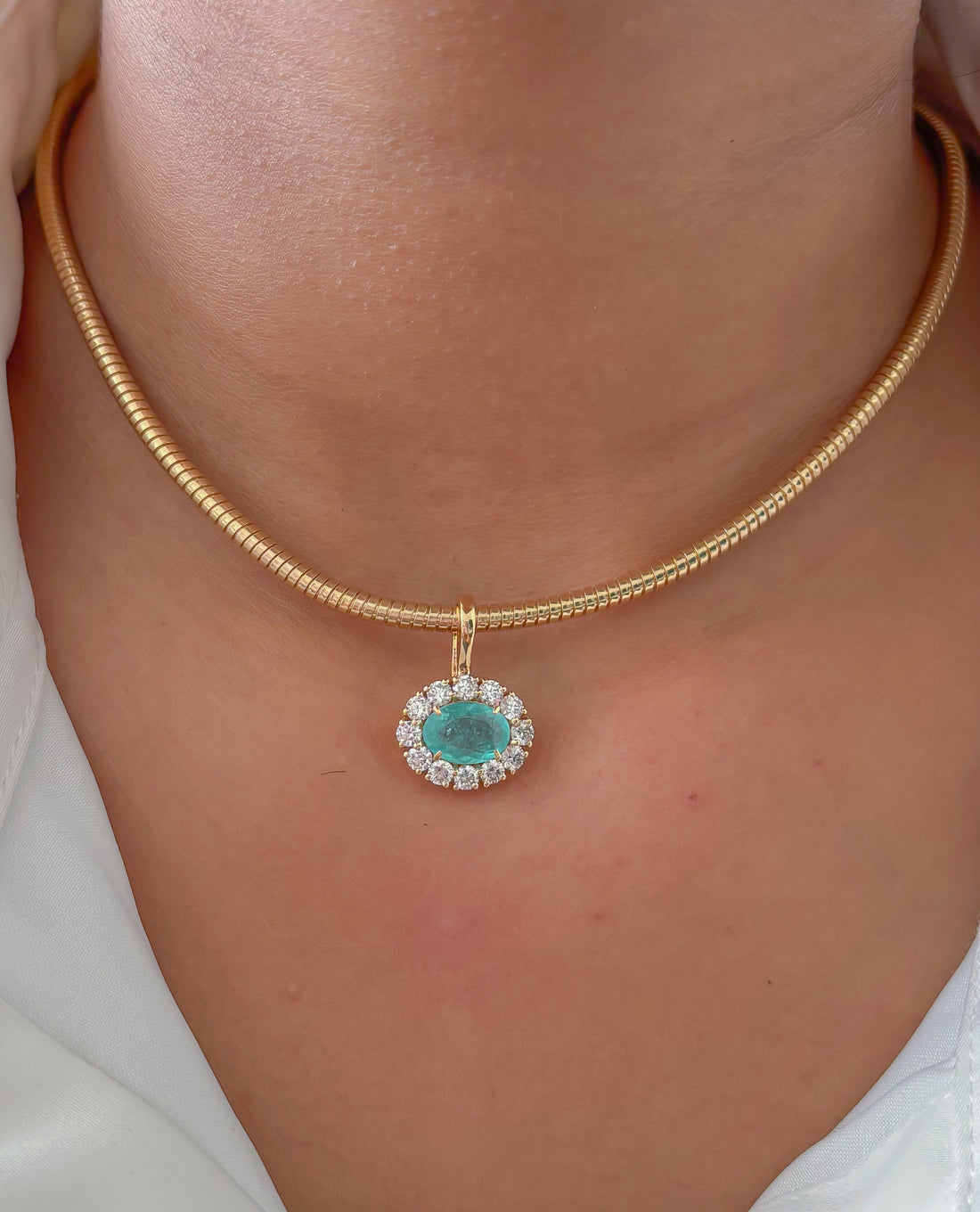 JPPD-1589/14056 Paraiba Tourmaline Diamond Pendant | 18K