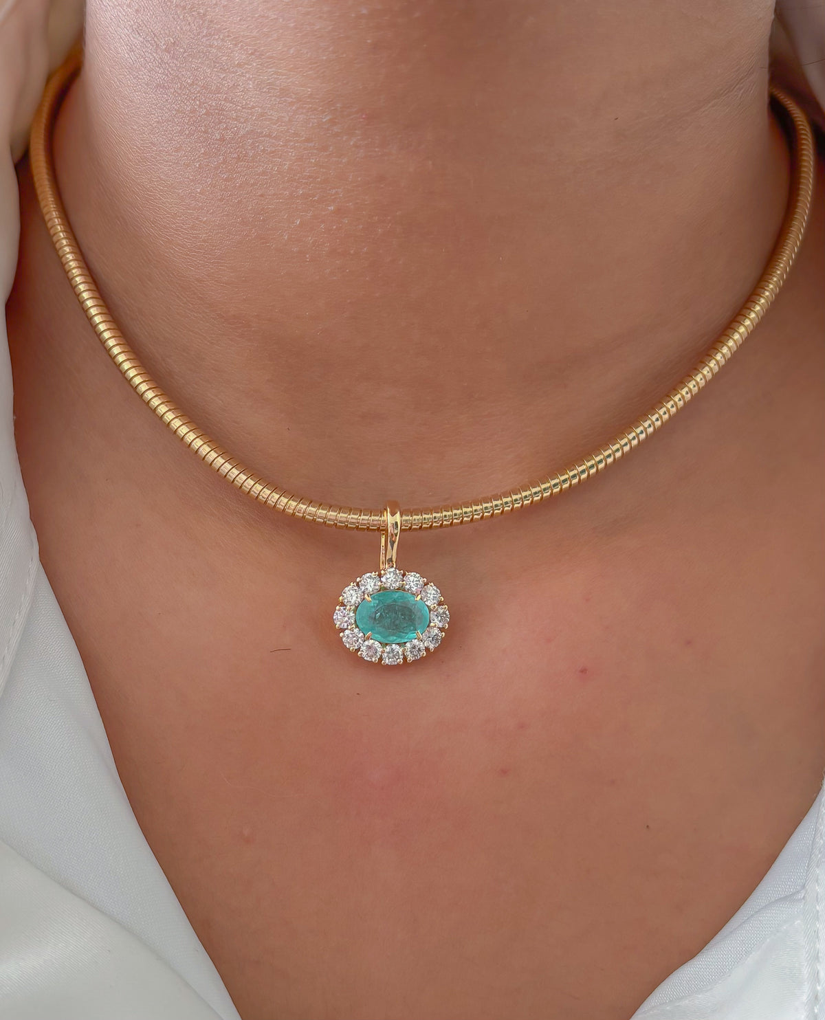 JPPD-1589/14056 Paraiba Tourmaline Diamond Pendant | 18K