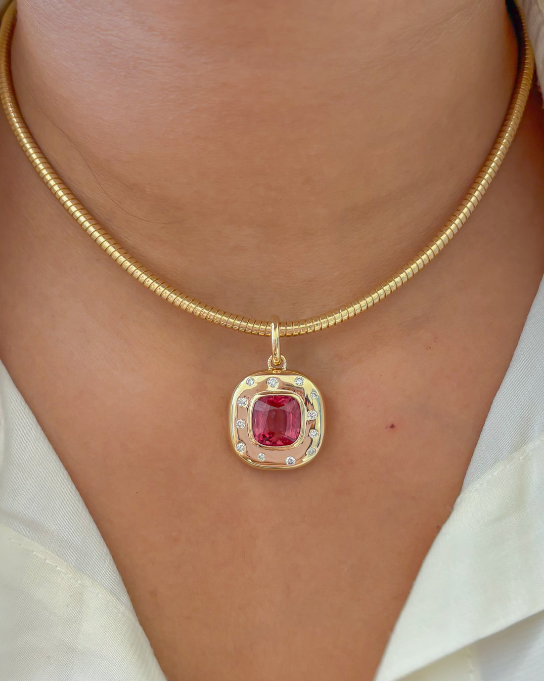 JPPD-1593/14080 Tourmaline Mix Diamond Pendant | 14K