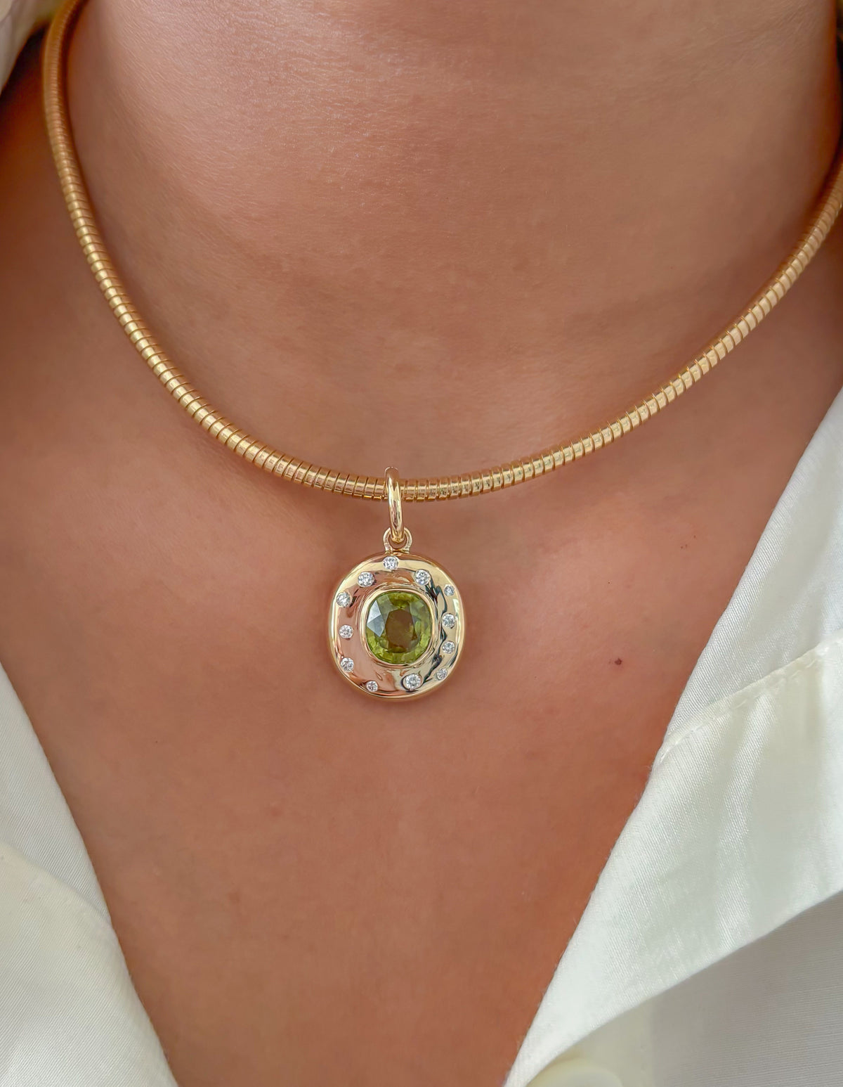 JPPD-1595/14082 Tourmaline Mix Diamond Pendant | 14K