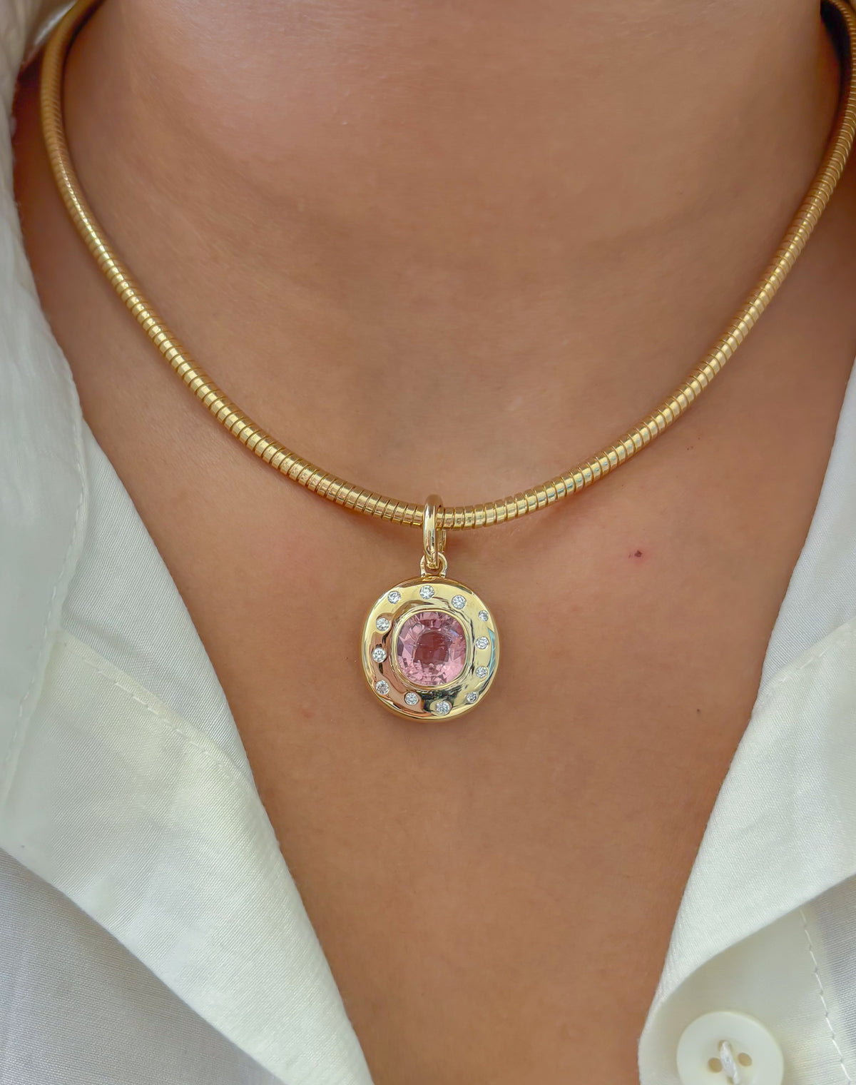 JPPD-1596/14083 Tourmaline Mix Diamond Pendant | 14K