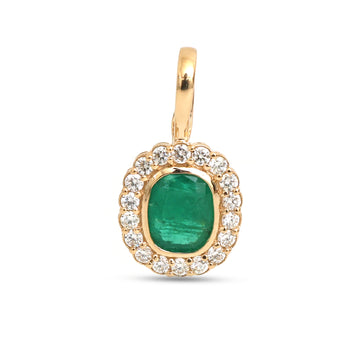 JPPD-1599/14086 Emerald Diamond Pendant | 14K