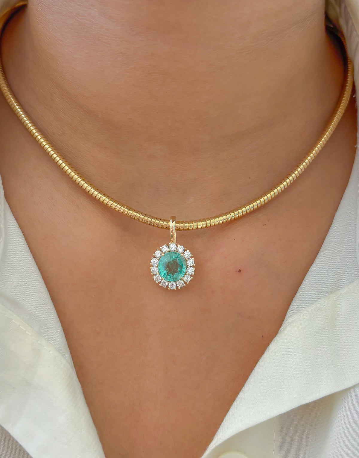 JPPD-1600/14087 Emerald Diamond Pendant | 14K