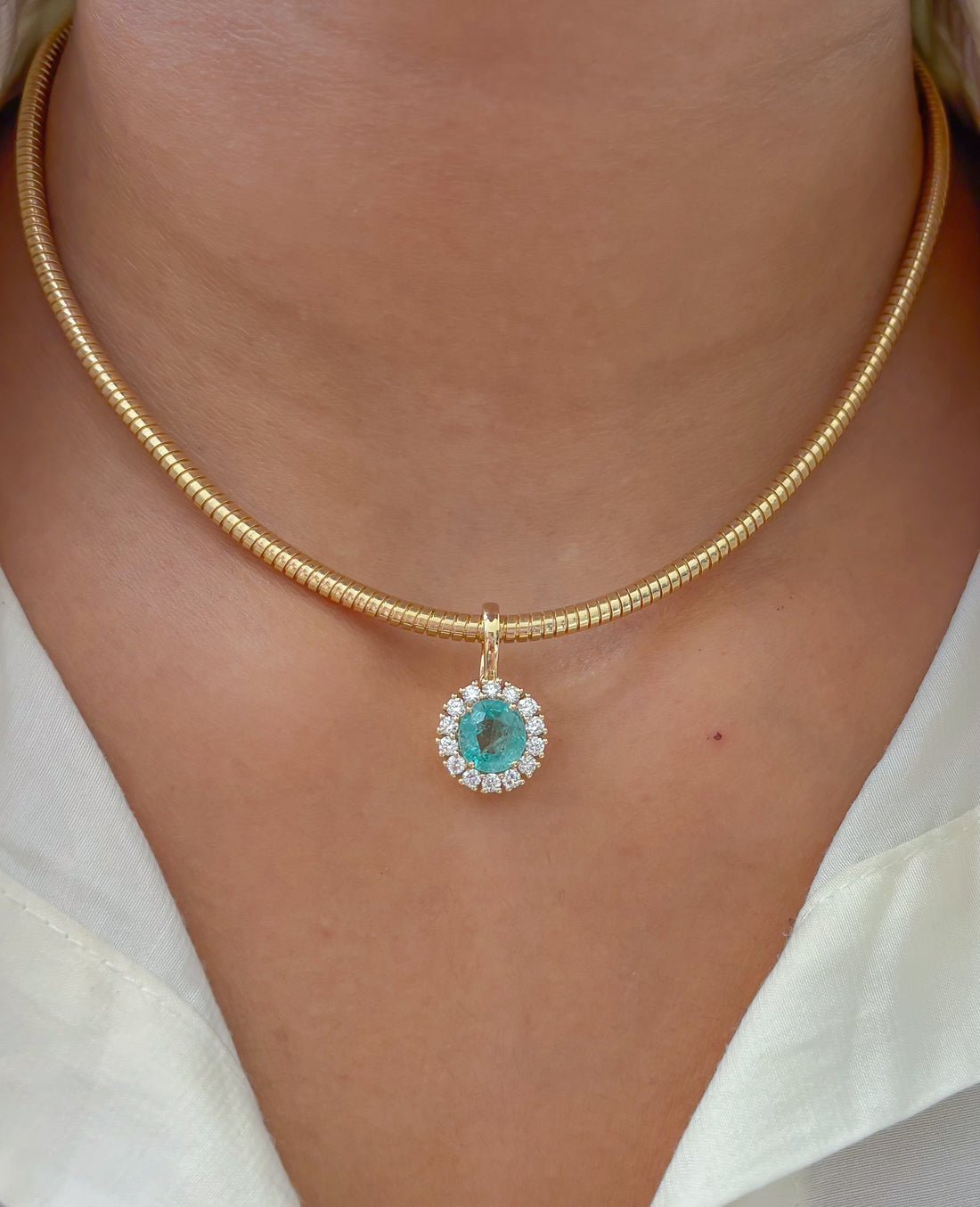 JPPD-1601/14088 Emerald Diamond Pendant | 14K