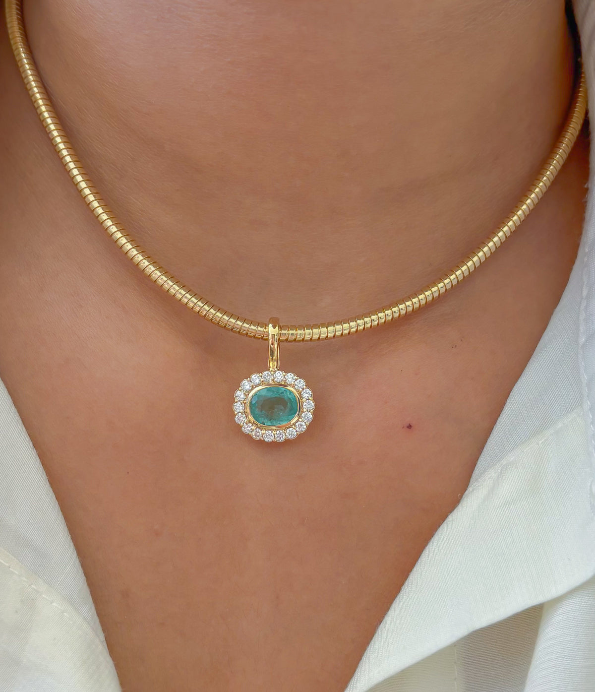 JPPD-1602/14089 Paraiba Tourmaline Diamond Pendant | 18K