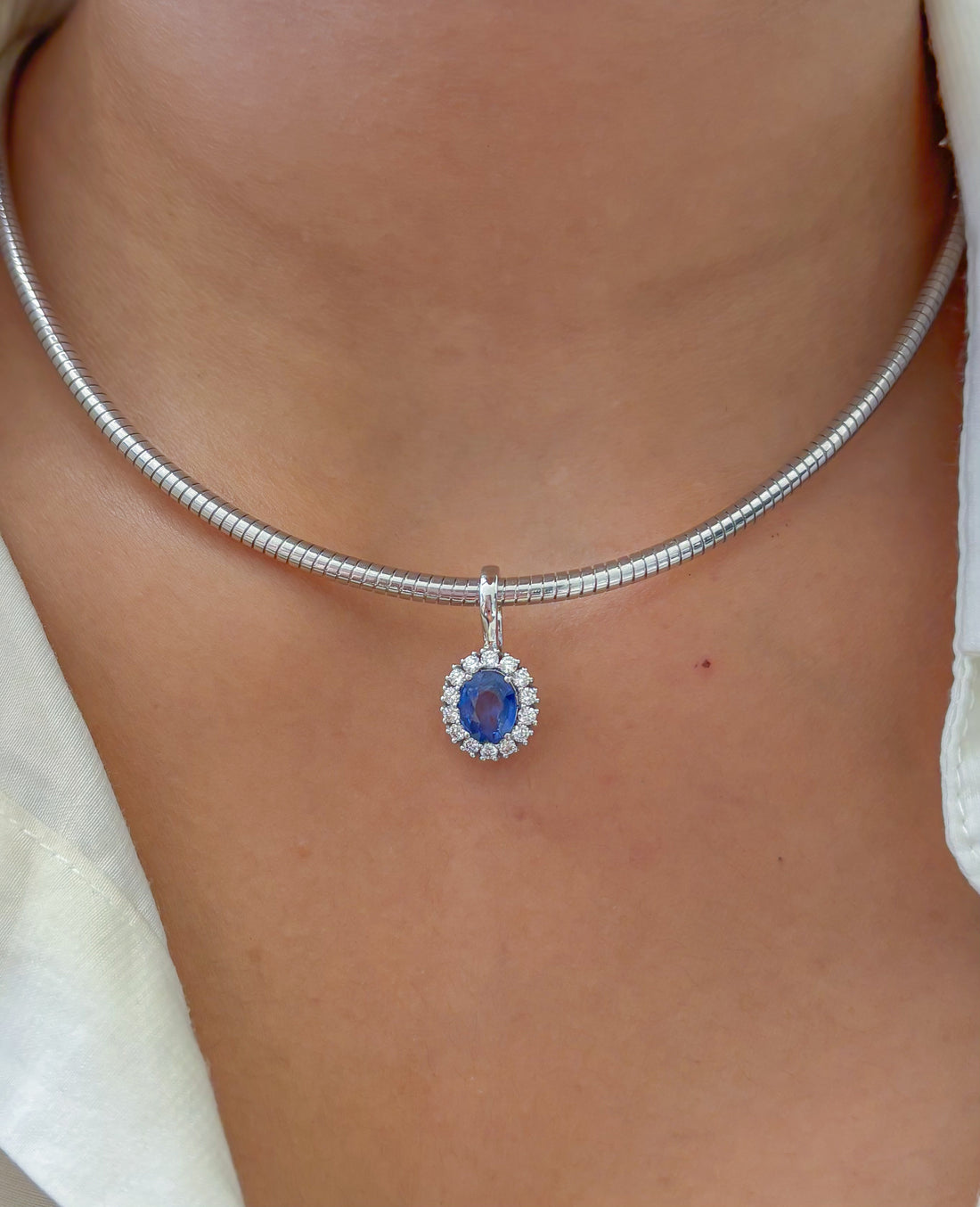 JPPD-1603/14090 Blue Sapphire Diamond Pendant | 18K