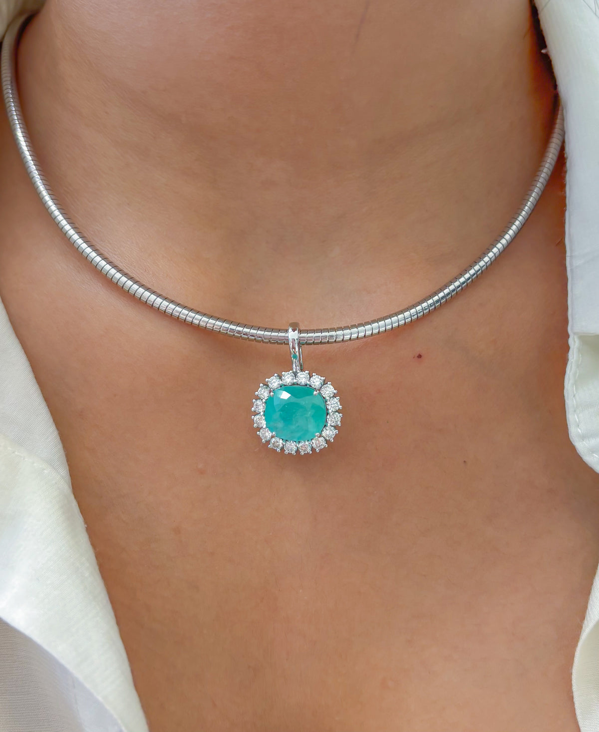 JPPD-1608/14095 Paraiba Tourmaline Diamond Pendant | 18K