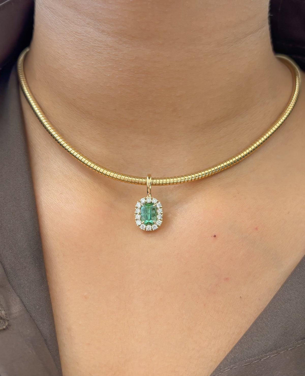 JPPD-1625/14116 Tourmaline Mix Diamond Pendant | 14K