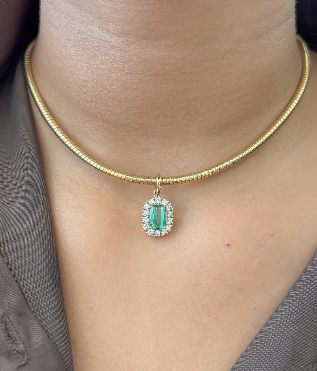 JPPD-1627/14118 Tourmaline Mix Diamond Pendant | 14K