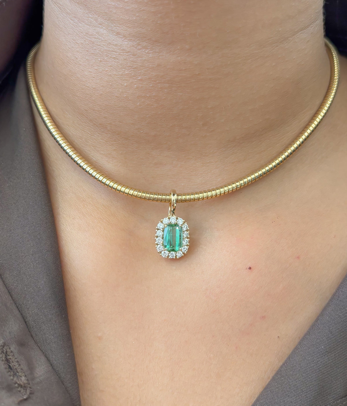 JPPD-1627/14118 Tourmaline Mix Diamond Pendant | 14K