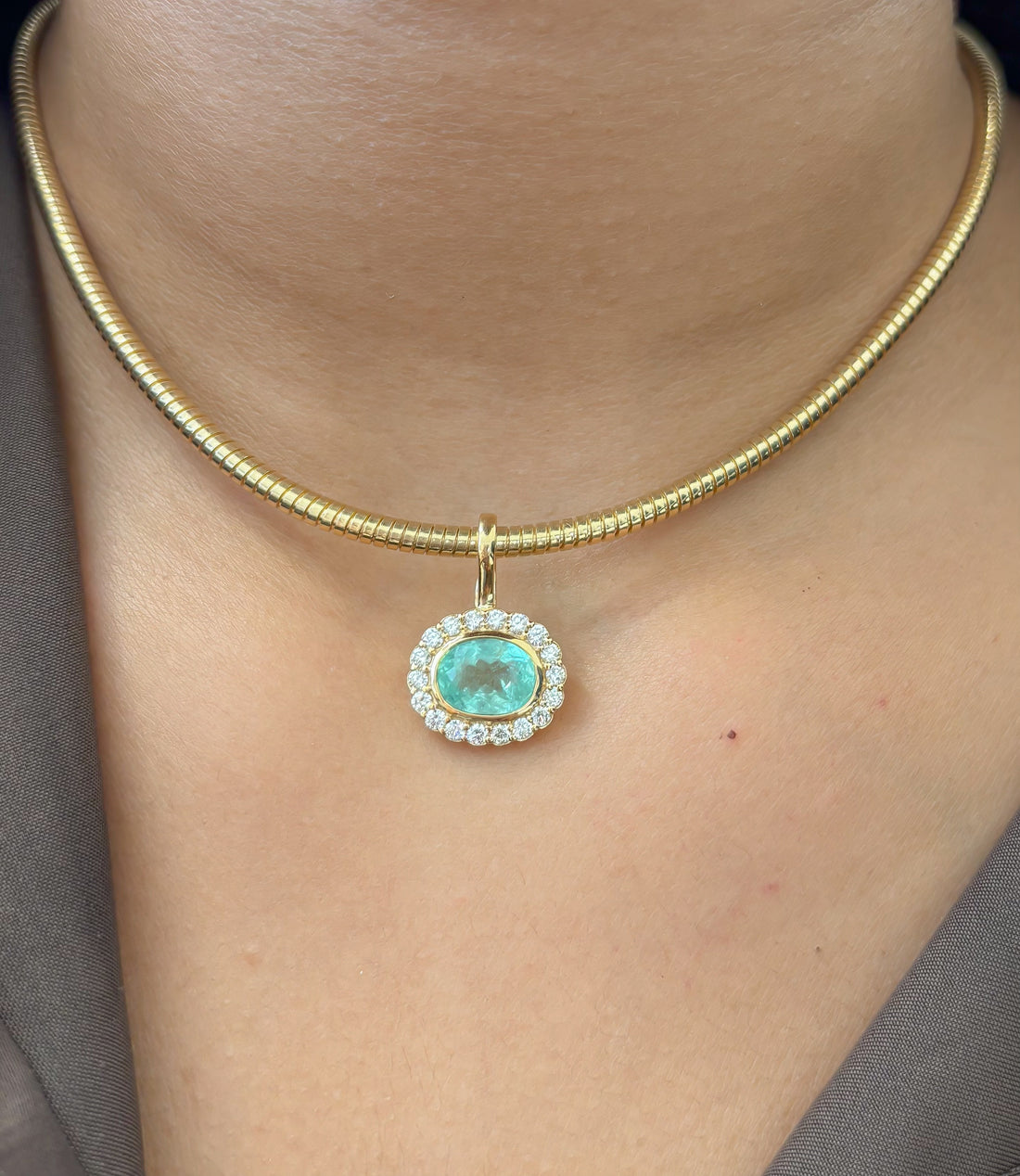 JPPD-1629/14120 Paraiba Tourmaline Diamond Pendant | 18K