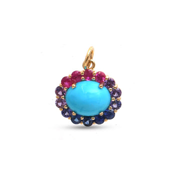 JPPD-1631/14131 Rainbow Sapphire Turquoise Pendant | 14K