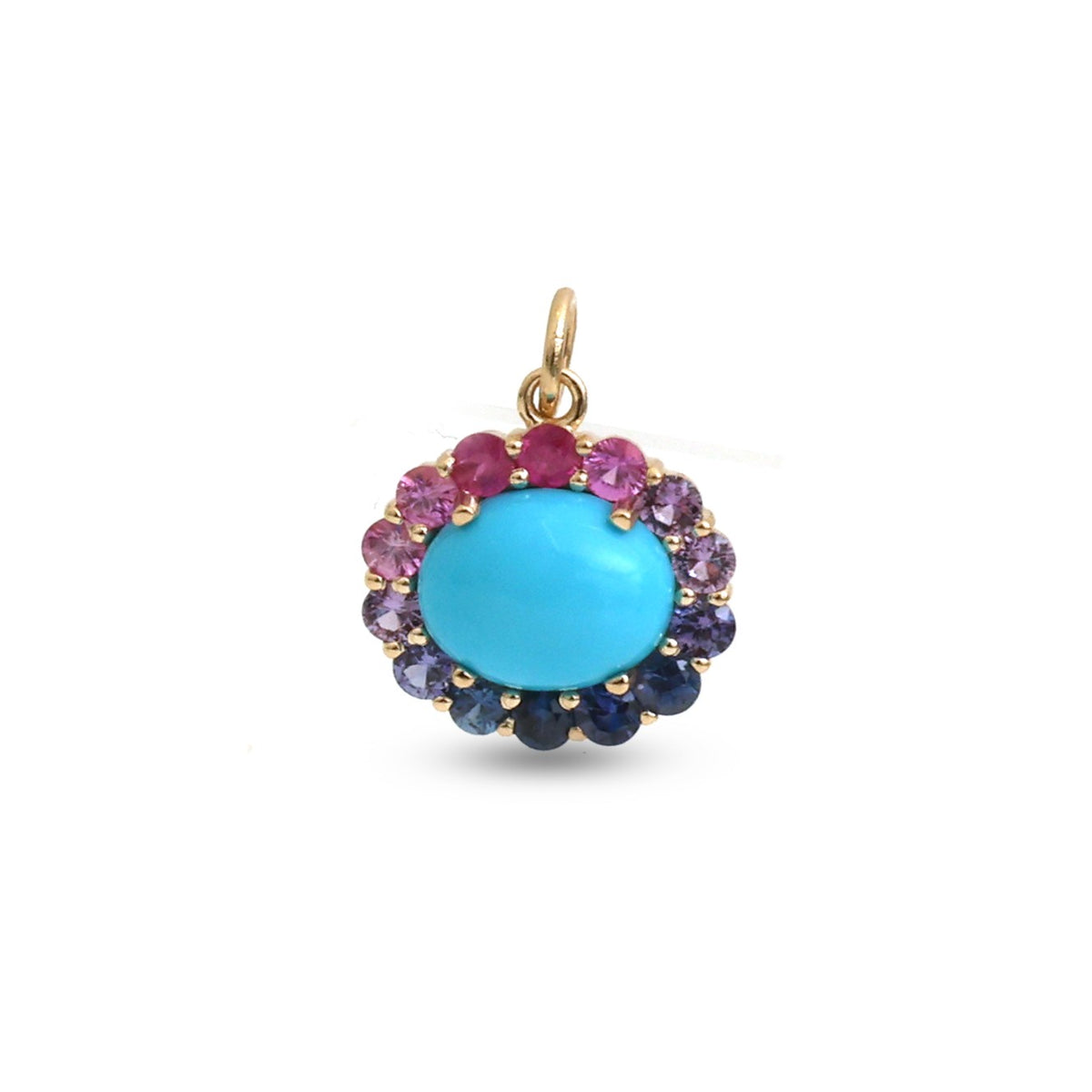 JPPD-1632/14132 Rainbow Sapphire Turquoise Pendant | 14K