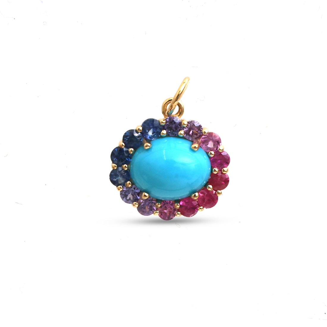 JPPD-1633/14133 Rainbow Sapphire Turquoise Pendant | 14K