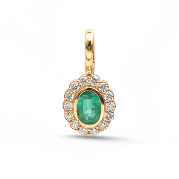 JPPD-1636/14136 Emerald Diamond Pendant | 18K