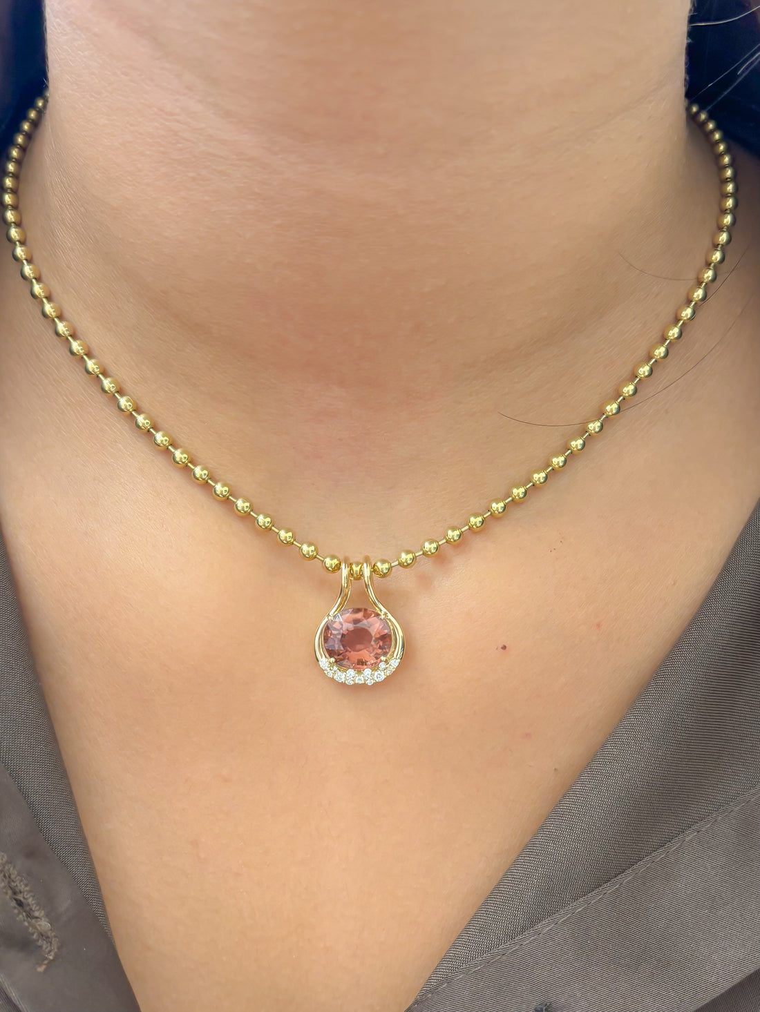 JPPD-1637/14137 Tourmaline Mix Diamond Pendant | 14K