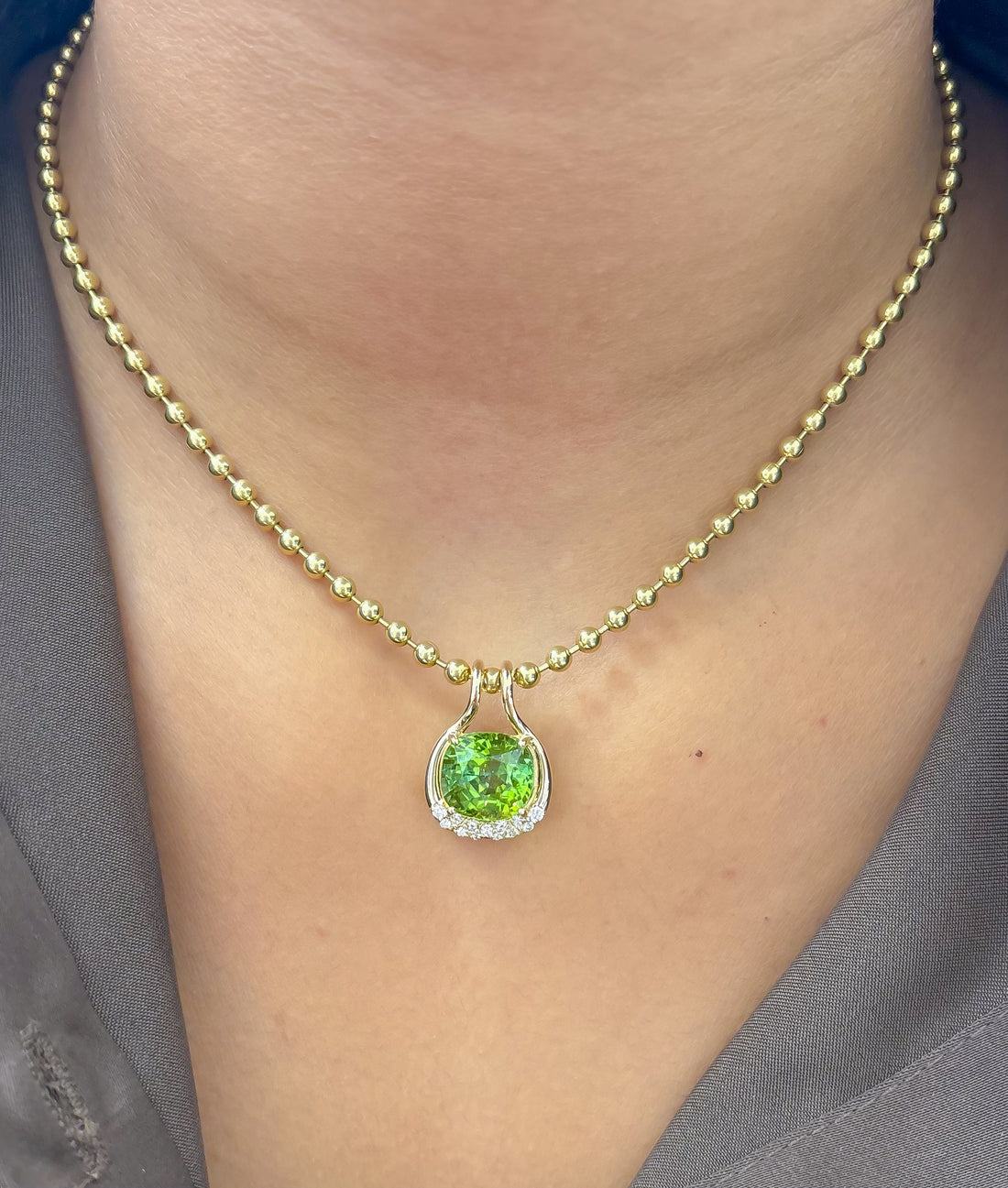 JPPD-1639/14139 Tourmaline Mix Diamond Pendant | 14K