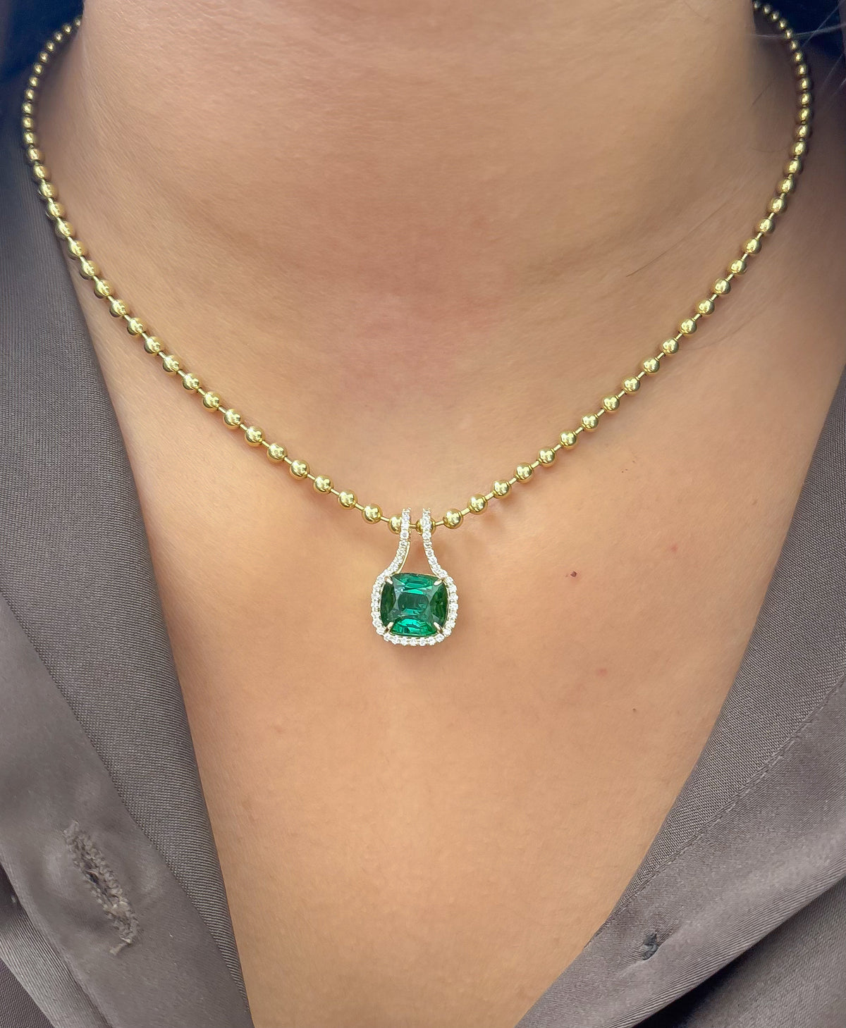 JPPD-1640/14140 Tourmaline Mix Diamond Pendant | 14K