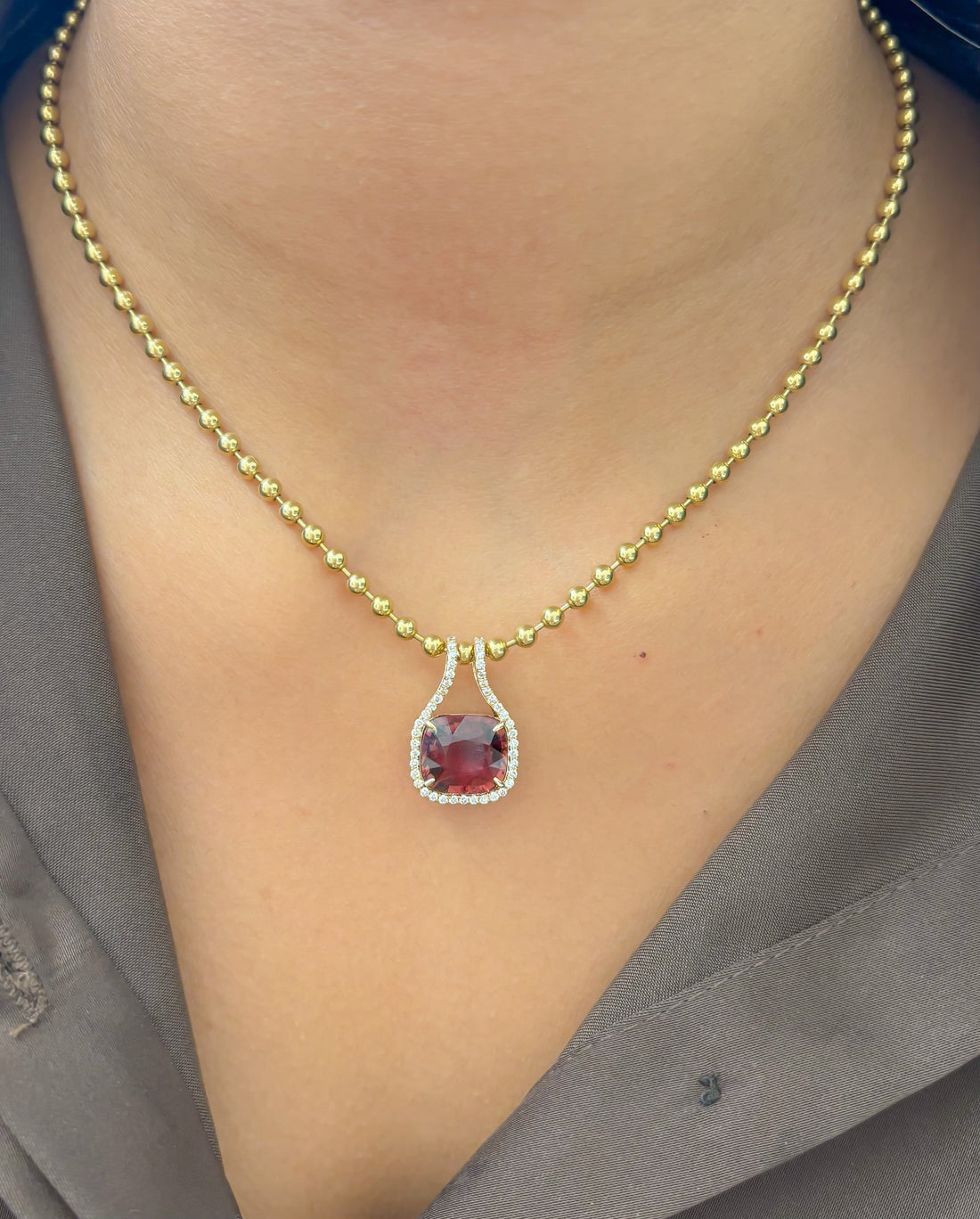 JPPD-1645/14145 Tourmaline Mix Diamond Pendant | 14K