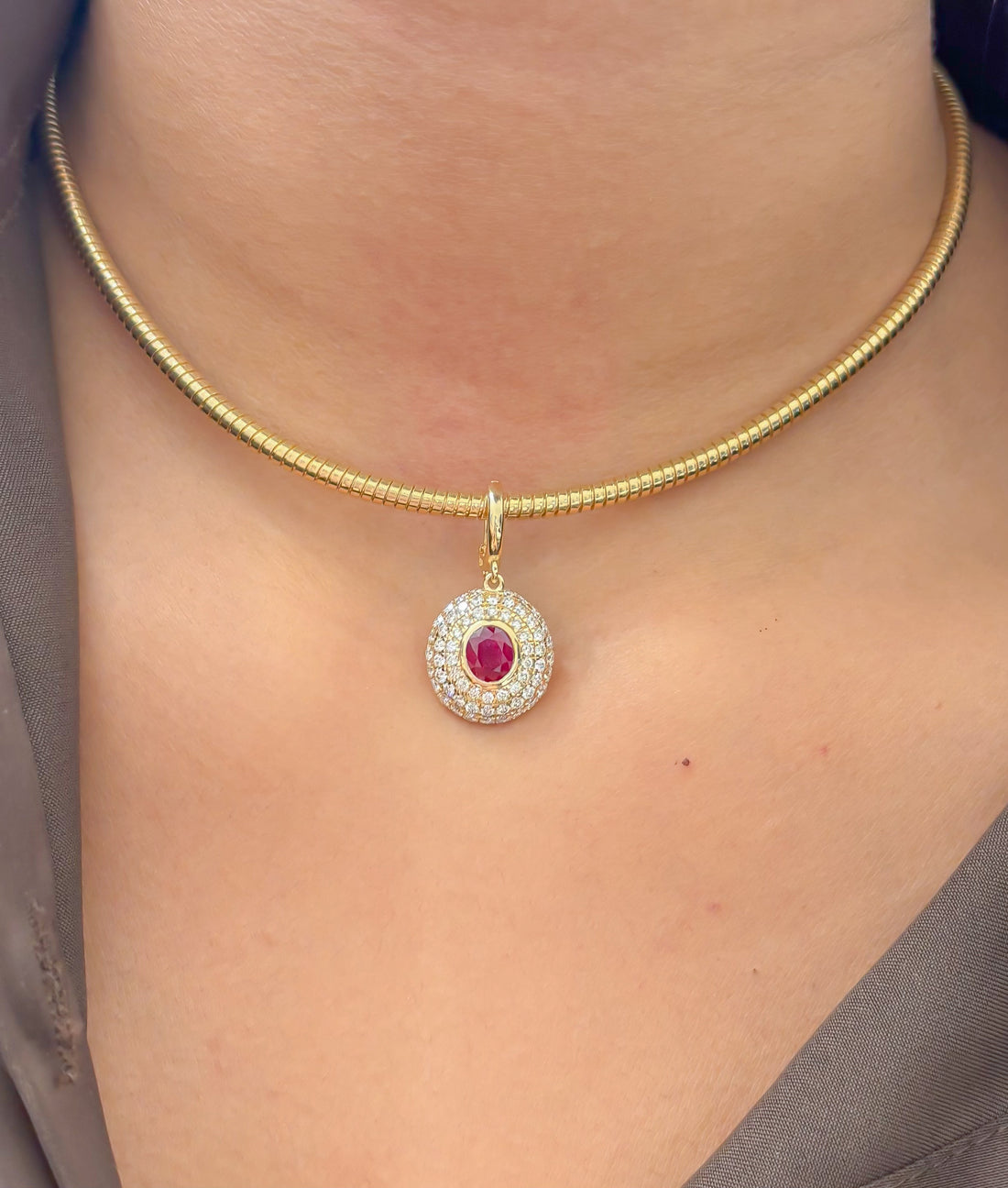 JPPD-1646/14146 Ruby Diamond Pendant | 18K
