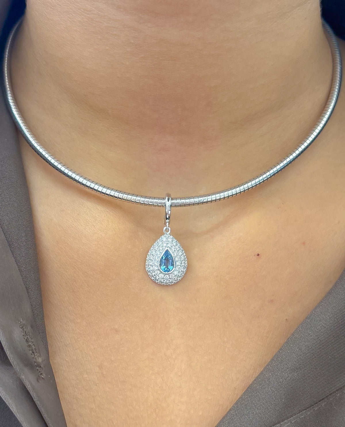 JPPD-1650/14150 Aquamarine Diamond Pendant | 14K
