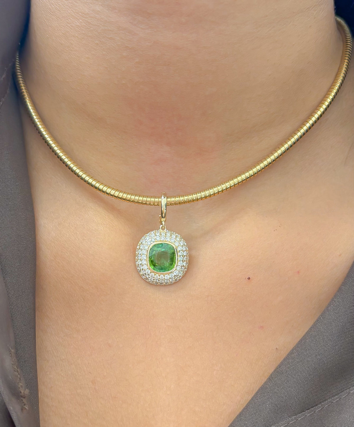JPPD-1652/14152 Tourmaline Mix Diamond Pendant | 14K