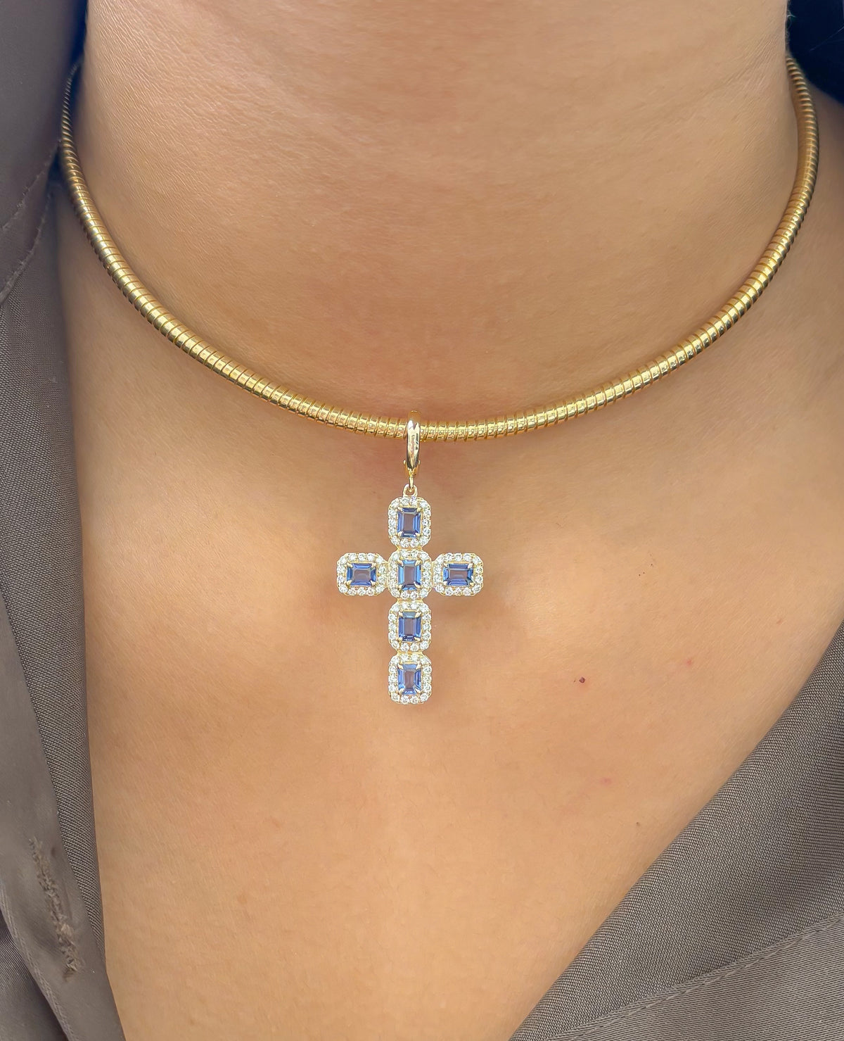 JPPD-1654/14154 Blue Sapphire Diamond Pendant | 14K