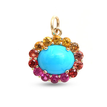 JPPD-1670/14177 Rainbow Sapphire Turquoise Pendant | 14K
